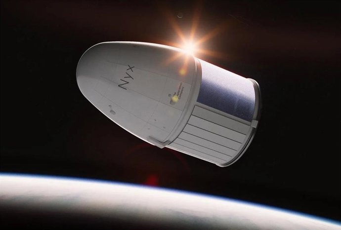 Impresión artística de la cápsula Nyx de The Exploration Company en órbita