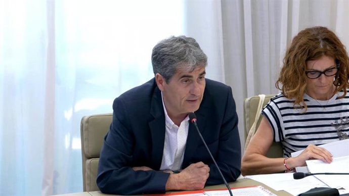 El diputado del PSIB Álex Pitaluga interviene en la Comisón de Turismo, Comercio, Trabajo, Cultura y Deportes del Parlament.
