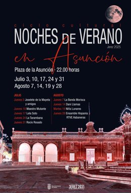 Cartel de las Noches de Verano en La Asunción en Jerez.