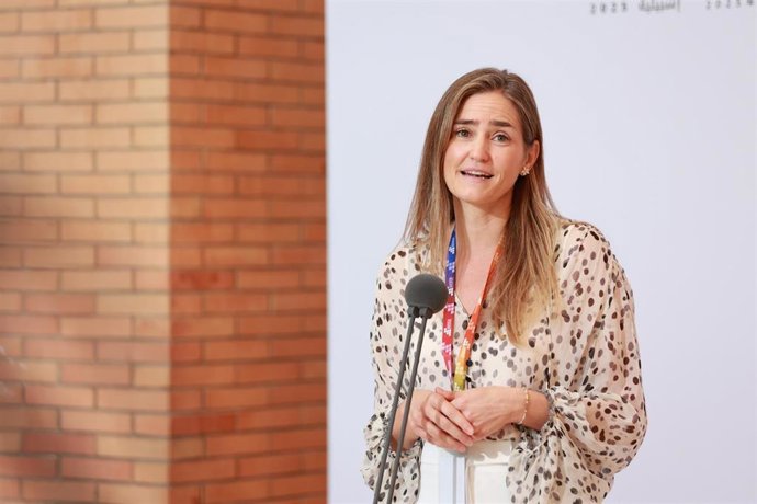 La vicepresidenta tercera y ministra para la Transición Ecológica y el Reto Demográfico, Sara Aagesen, este miércoles en Sevilla