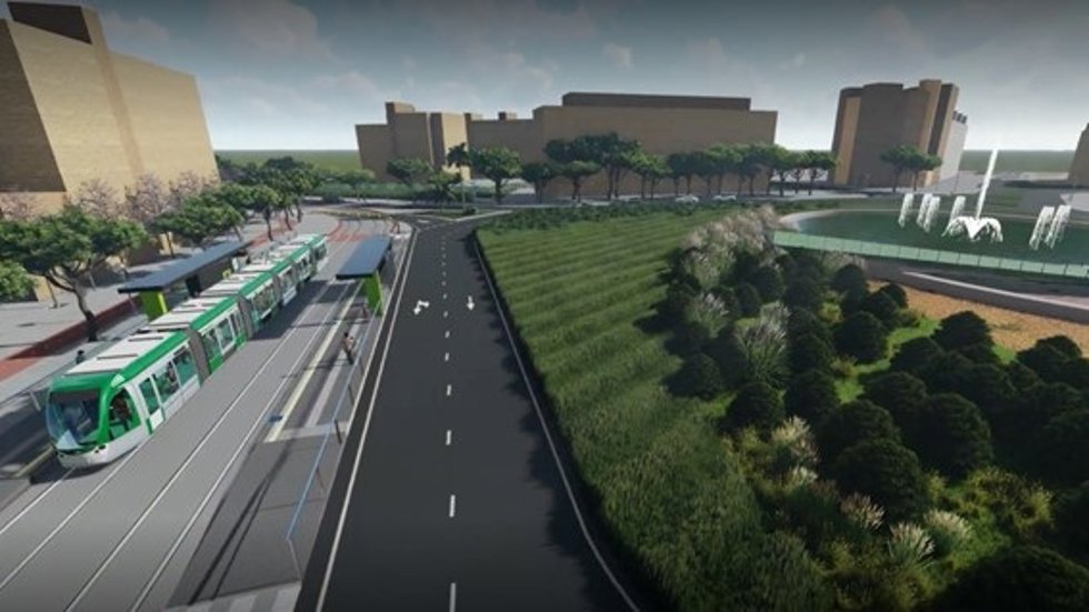 Imagen virtual del tranvía del Camp de Tarragona