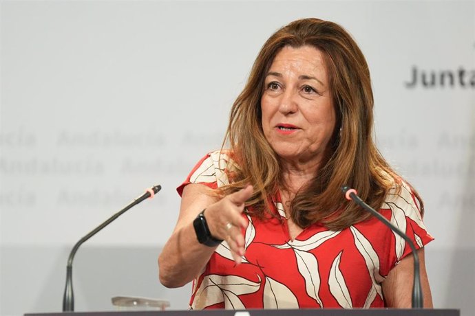 La consejera de Desarrollo Educativo, María del Carmen Castillo, este miércoles en la rueda de prensa del Consejo de Gobierno. 