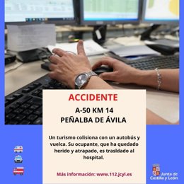 Gráfico elaborado por el 112 con datos de la colisión entre un turismo y un autobús en la A-50