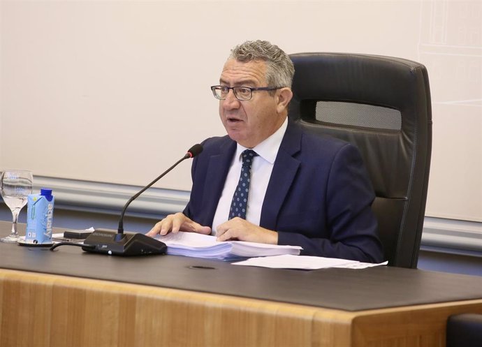 El presidente de la Diputación de Alicante, Toni Pérez (PP), durante el pleno ordinario de julio de la institución provincial