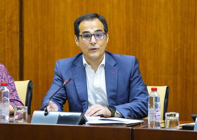 El consejero de Justicia, Administración Local y Función Pública, José Antonio Nieto, durante la Comisión Parlamentaria de este miércoles.