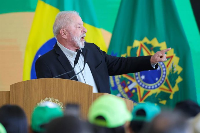 25 de junho de 2025, Brasil, Brasília: O presidente do Brasil, Luiz Inácio Lula da Silva, faz um discurso durante o lançamento do plano Safra da Agricultura Familiar 2025/2026. Foto: Fabio Rodrigues-Pozzebom/Agencia Brazil/dpa - ATENCIÓN: Sólo para uso ed