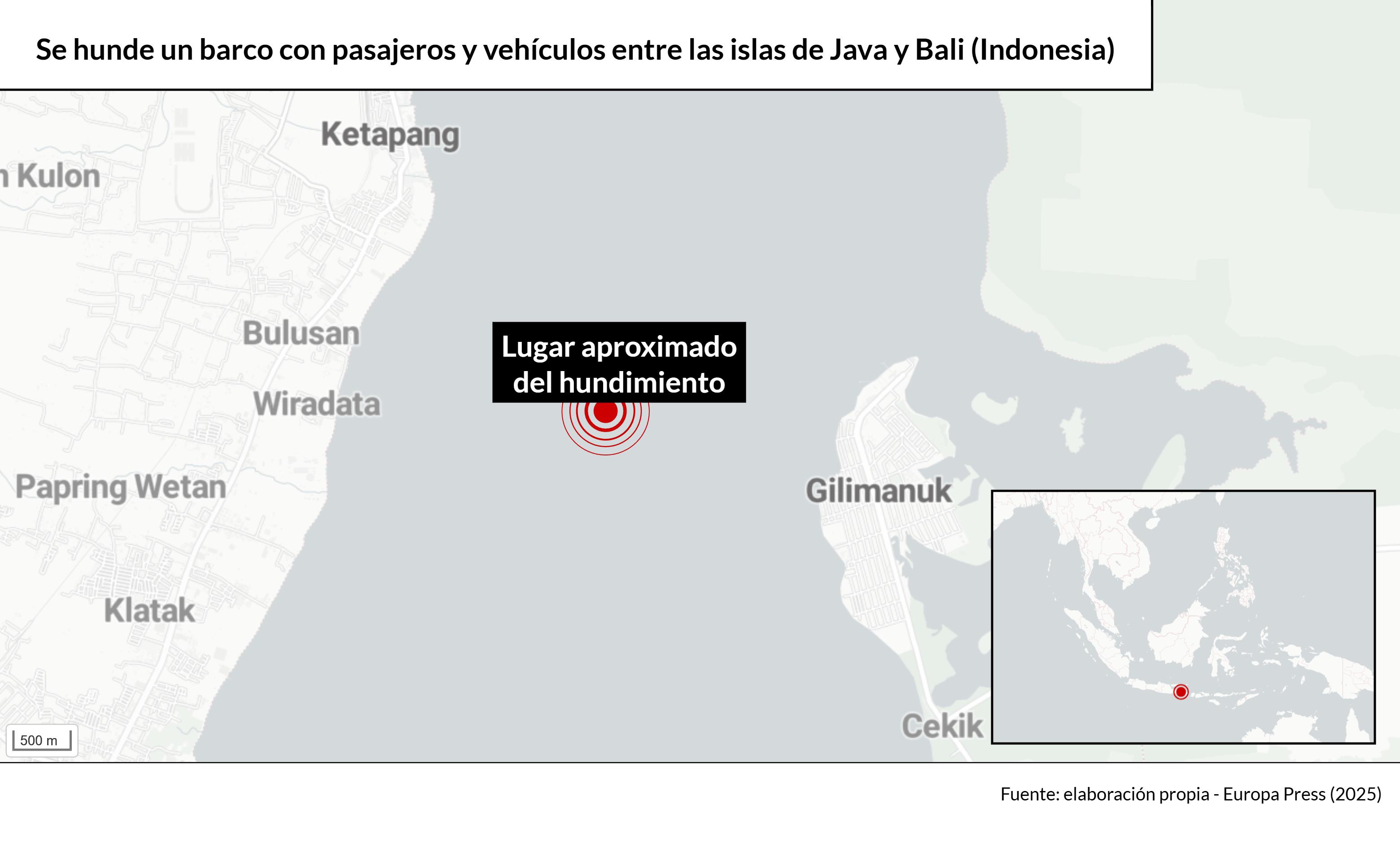 Aumentan a 4 los muertos tras hundirse un barco con pasajeros y vehículos entre las islas de Java y Bali (Indonesia)