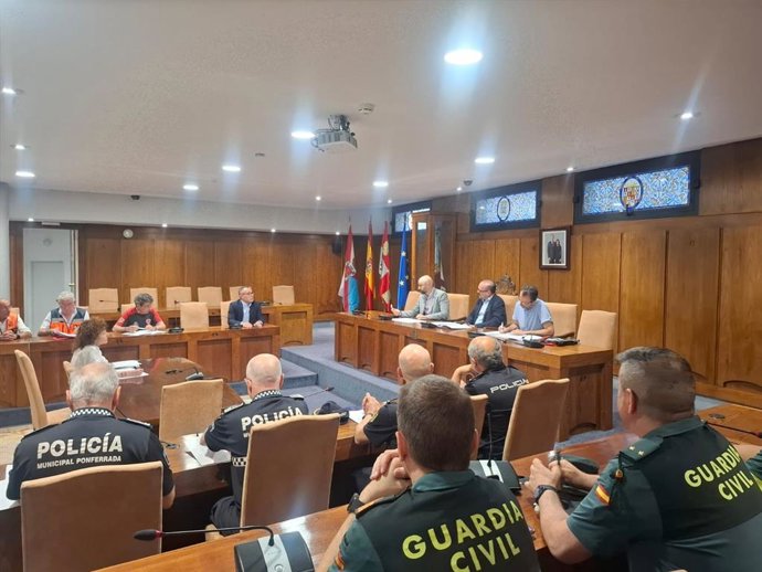 Junta Local de Seguridad copresidida por el subdelegado del Gobierno en León, Héctor Alaiz Moretón y el alcalde de Ponferrada, Marco Morala.