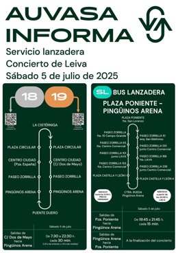 Auvasa presenta el servicio lanzadera para el concierto de LEIVA el 5 de julio en el Pingüinos Arena