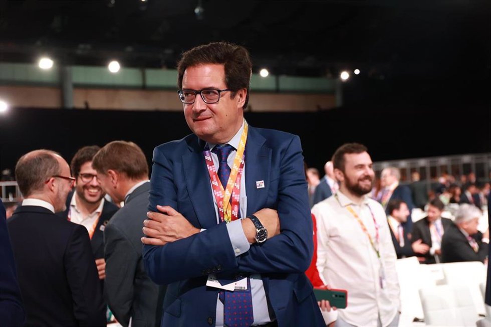 El ministro para la Transformación Digital y de la Función Pública, Óscar López, durante la inauguración de la IV Conferencia Internacional para la Financiación al Desarrollo de la ONU.