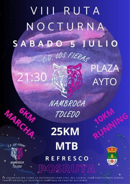 Cartel de la VIII Ruta Nocturna de Nambroca.