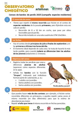 Fundación Artemisan pone en marcha la nueva campaña de censos de bandos de perdiz.