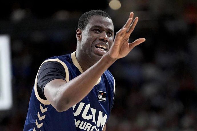 Archivo - Moussa Diagne durante un partido con el UCAM Murcia