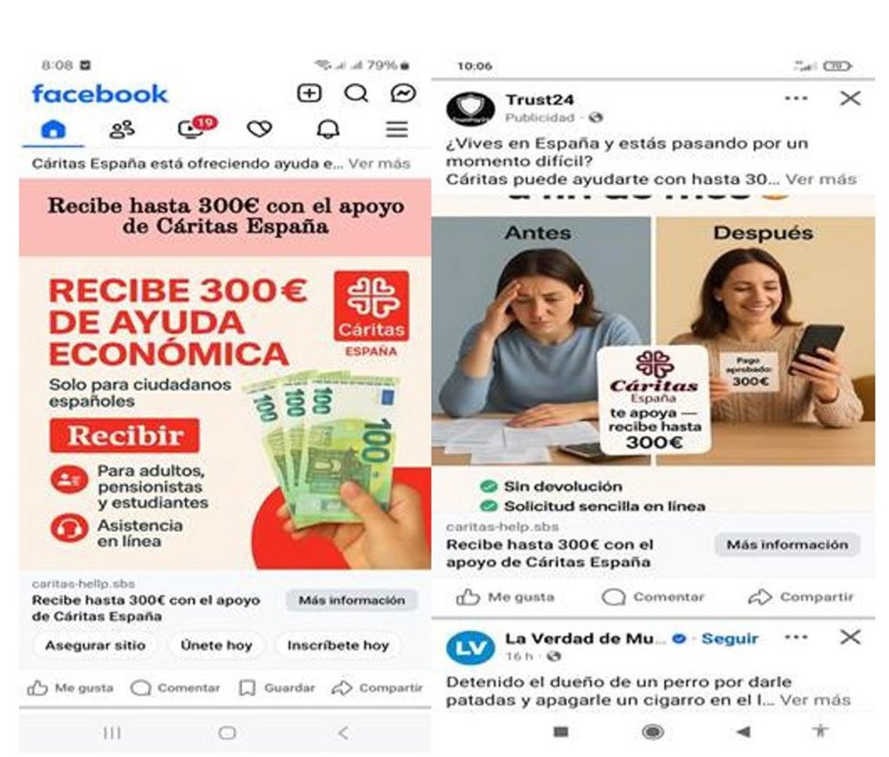 Imágenes fraudulentas difundidas en nombre de Cáritas.