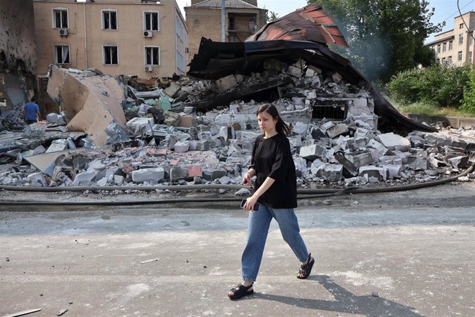 Imagen de archivo de un edificio derrumbado por un ataque ruso en Odesa.