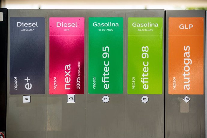 Surtidores de combustible en la Estación de servicio Alfonso XIII de Repsol