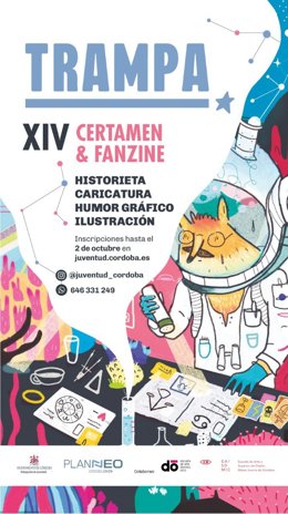 Cartel del XIV Certámen de historieta, caricatura e ilustración y fanzine 'Trampa'.