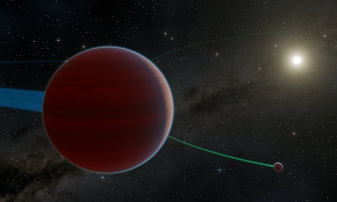 Esta concepção artística mostra o sistema KOI-134, que em 2025 foi revelado em um artigo como tendo dois planetas: KOI-134 b e KOI-134 c.