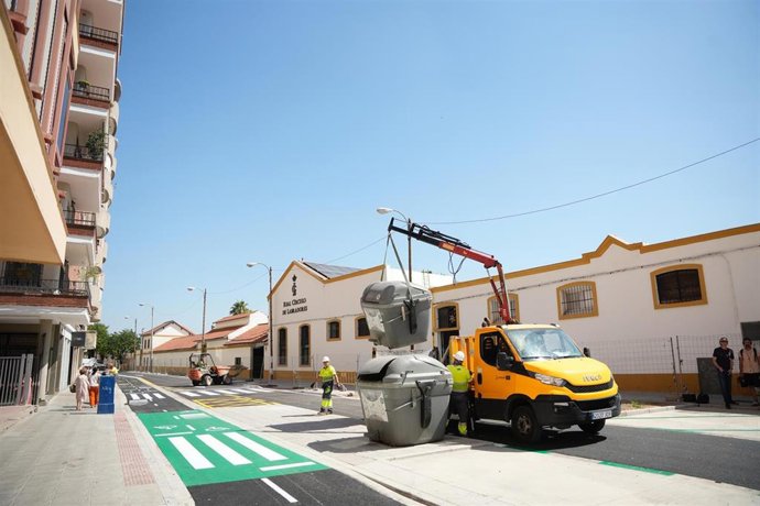 Obras de reurbanización de las calles de Juan Sebastián Elcano.