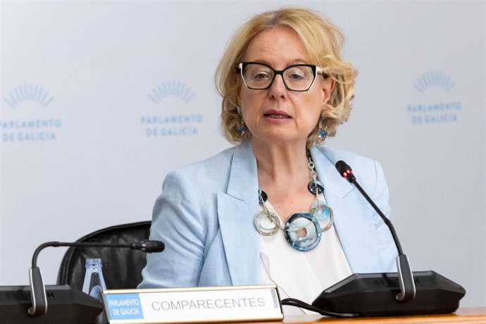 La directora xeral de Planificación e Reforma Sanitaria, Sofía López Linares, en la comisión 5ª, de sanidad, política social y empleo del Parlamento gallego.