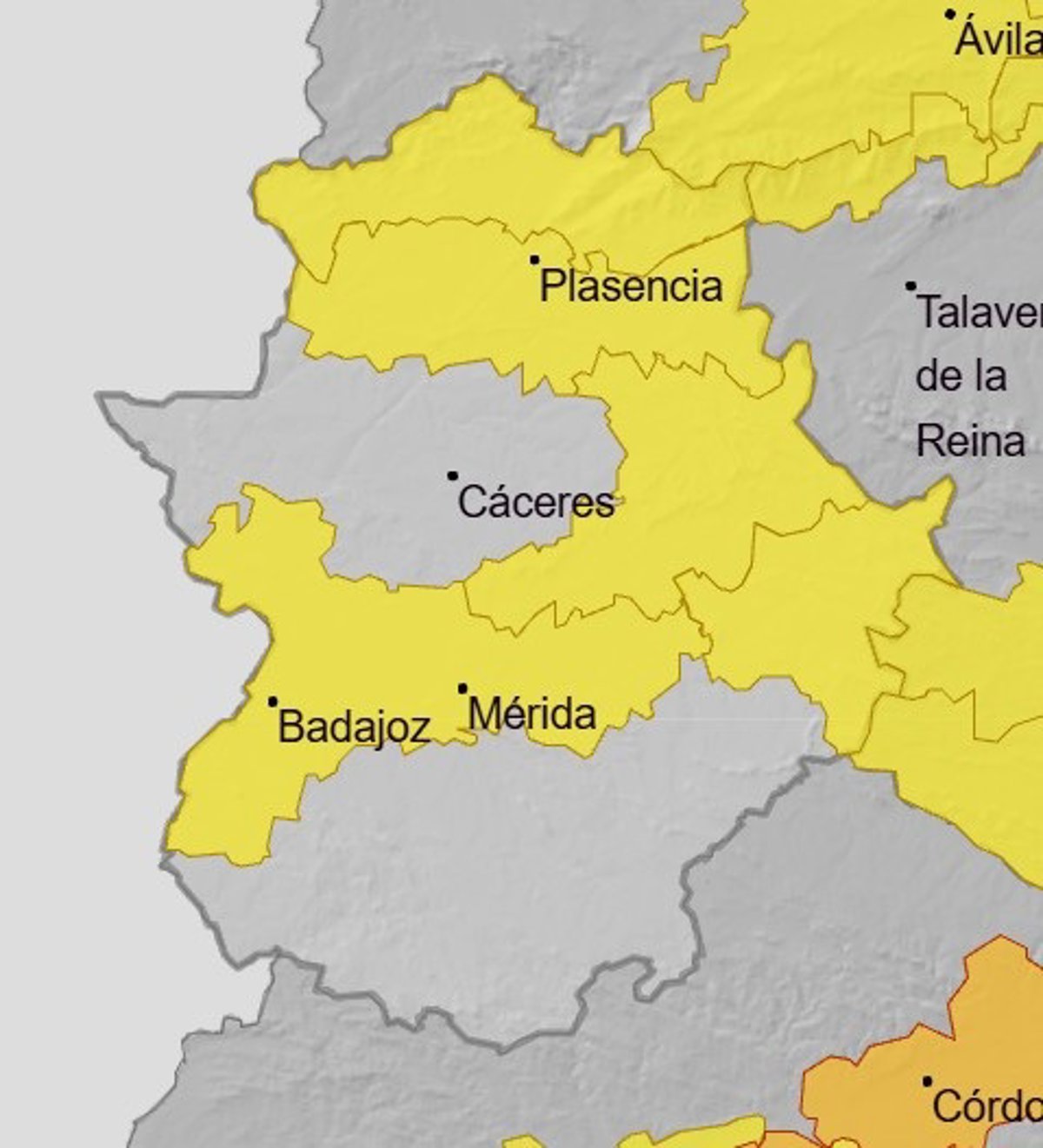 Cinco comarcas de Extremadura activarán este sábado el aviso amarillo por altas temperaturas