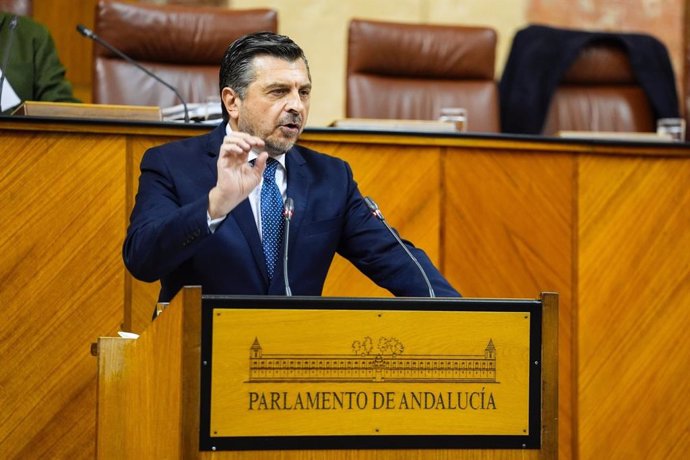 Archivo - El portavoz parlamentario del PP-A, Toni Martín, en una imagen de archivo en el Pleno del Parlamento.