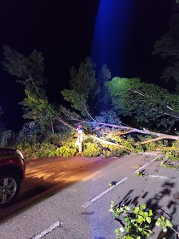 Los bomberos del SEPEIS de la Diputación de León del parque de Celada han intervenido en La Bañeza y Jiménez de Jamuz para achicar agua después de las tormentas