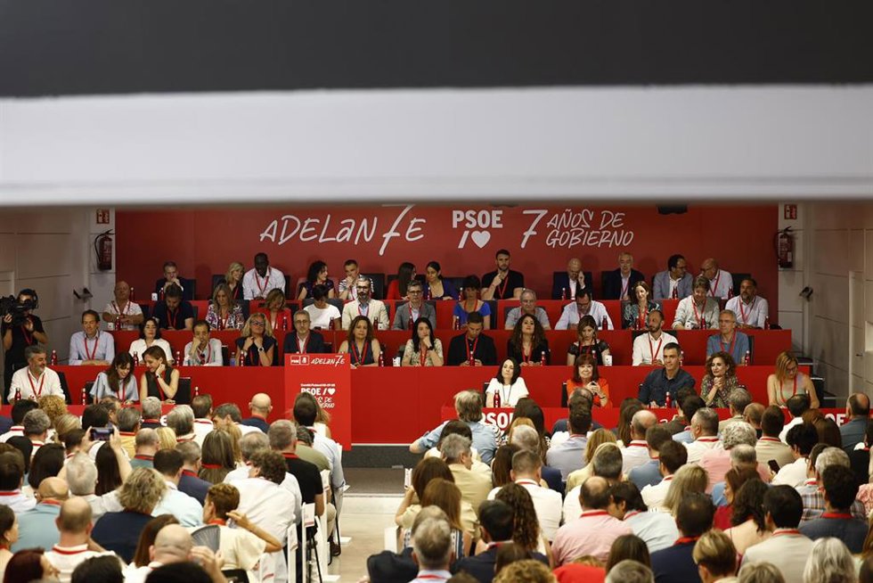 Reunión del Comité Federal del PSOE, en la sede federal del partido, a 5 de julio de 2025, en Madrid (España). El Comité Federal del PSOE que se celebra hoy es clave para la reestructuración interna tras la crisis provocada por el caso Koldo y la dimi