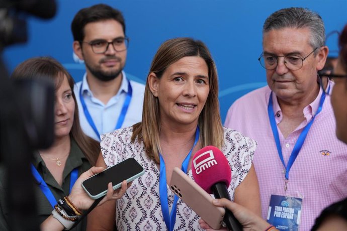 La secretaria general del PP en Castilla-La Mancha, Carolina Agudo, en declaraciones a los medios en el 21 Congreso del PP en Madrid.