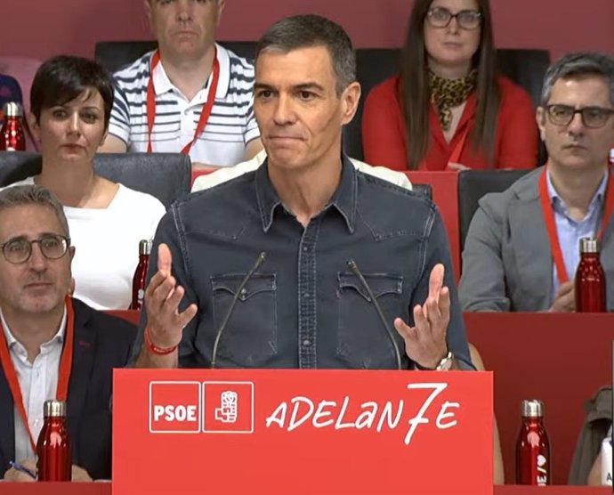 El presidente del Gobierno y secretario general del PSOE, Pedro Sánchez, durante su intervención en el Comité Federal del PSOE, el 5 de julio de 2025.