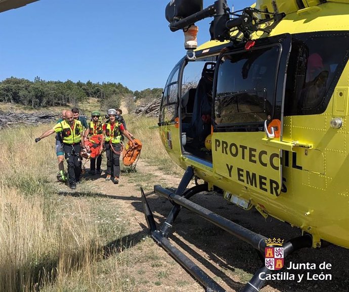 Rescatan en helicóptero a un ciclista herido en Santo Domingo de Silos (Burgos)