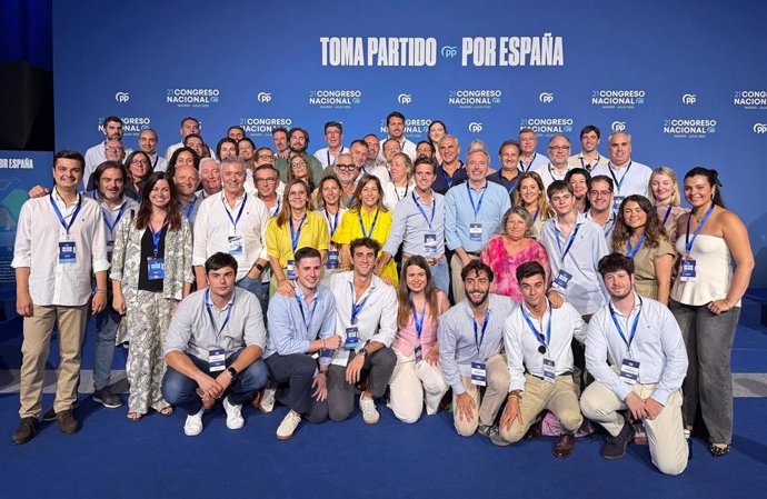 La delegación aragonesa en el Congreso Nacional del PP este sábado en Madrid.
