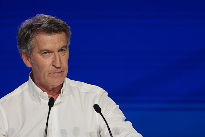 El presidente del PP, Alberto Núñez Feijóo, durante la segunda jornada del XXI Congreso Nacional del Partido Popular, a 5 de julio de 2025, en Madrid (España). Con el lema ‘Toma partido por España’, XXI Congreso del PP, celebrado en Madrid del 4 al 6 de j