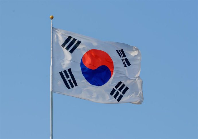 Archivo - Bandera de Corea del Sur en Seúl, la capital del país.