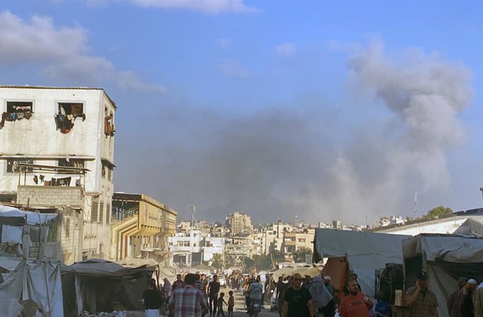 July 2, 2025, Gaza City, Gaza Strip, Palestinian Territory: Smoke billows following an Israeli strike on a house east of Gaza City, on July 02, 2025, amid the war between Israel and the Palestinian Hamas militant movement