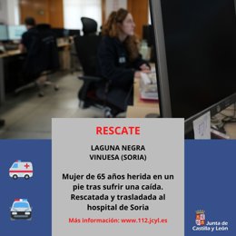 Imagen con información del rescate de una mujer de 65 años en Vinuesa (Soria).
