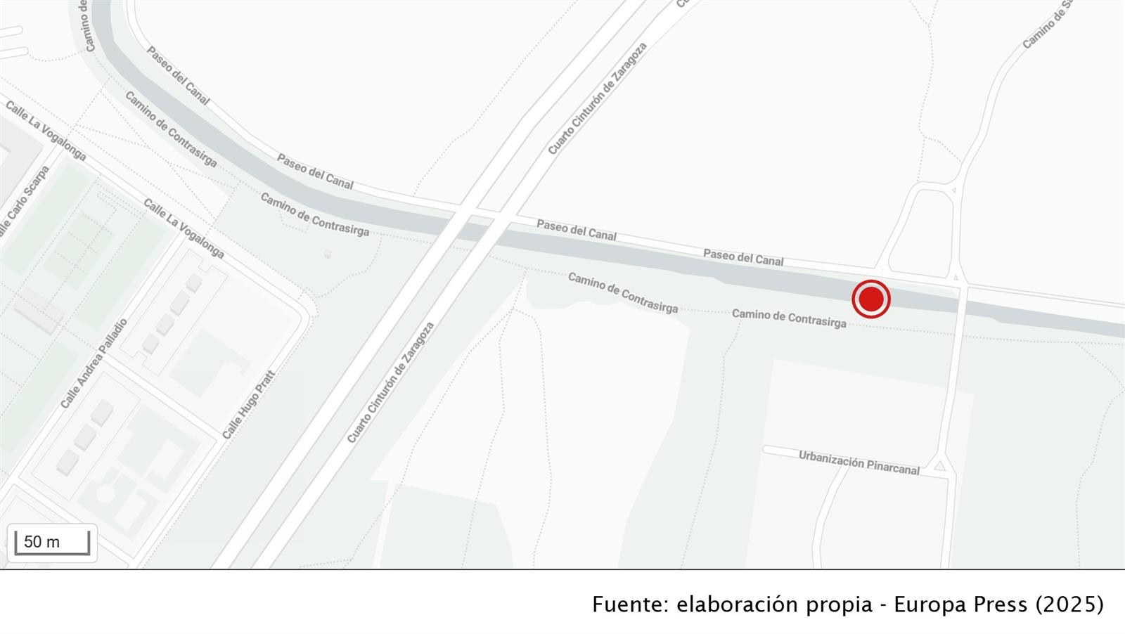 Zona del Canal IMperial de Zaragoza en el que ha aparecido este domingo el cadáver de una mujer.