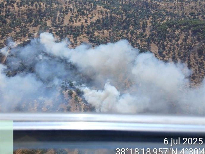 Incendio forestal en Cardeña (Córdoba).
