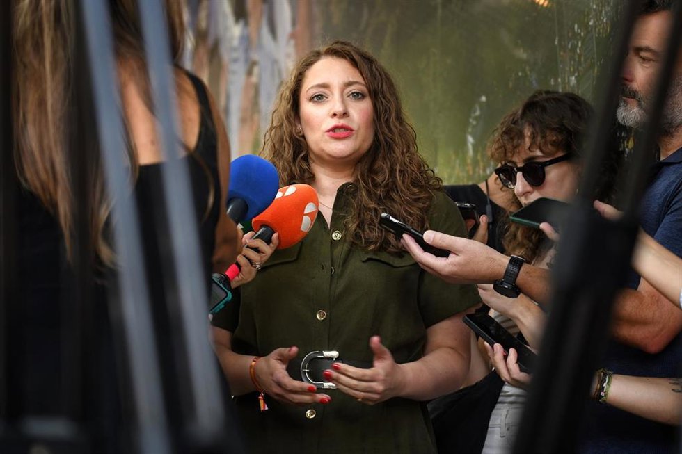 La nueva portavoz del PP en el Congreso, Ester Muñoz, ofrece declaraciones a los medios, en la sede del PP de la calle Génova, a 2 de julio de 2025, en Madrid (España). 