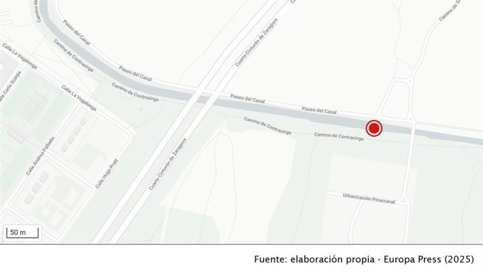 Zona del Canal IMperial de Zaragoza en el que ha aparecido este domingo el cadáver de una mujer.