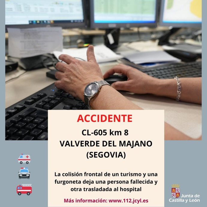 Gráfico elaborado por el 112 con datos del accidente mortal en Valverde del Majano