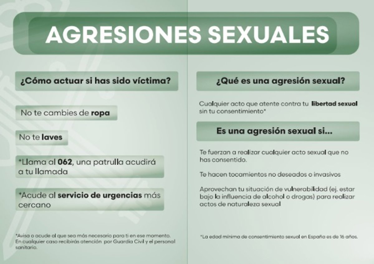 La Guardia Civil recomienda medidas de prevención y respuesta frente a delitos de violencia sexual