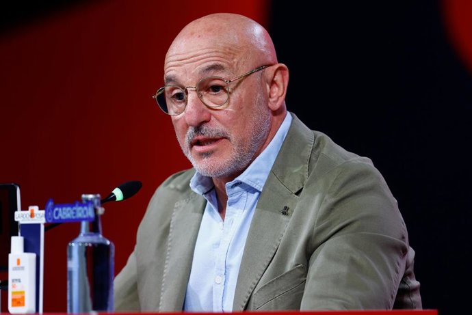 Archivo - El seleccionador nacional absoluto de fútbol, Luis de la Fuente, en una rueda de prensa en la Ciudad del Fútbol. 