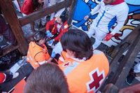 Ocho traslados al HUN, uno de ellos por cornada, tras el segundo encierro de los Sanfermines