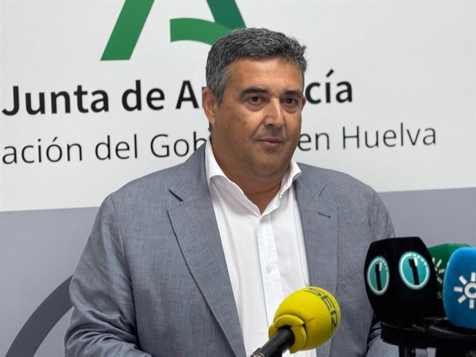 El delegado de la Junta en Huelva, José Manuel Correa, este martes en rueda de prensa.
