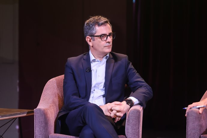 El ministro de la Presidencia, Justicia y Relaciones con las Cortes, Félix Bolaños, en 'Los Desayunos del Ateneo', en el Ateneo de Madrid, a 7 de julio de 2025, en Madrid (España).