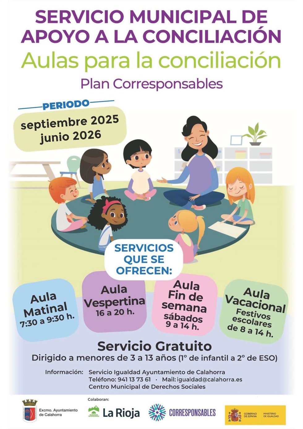 Cartel aulas de conciliación de Calahorra