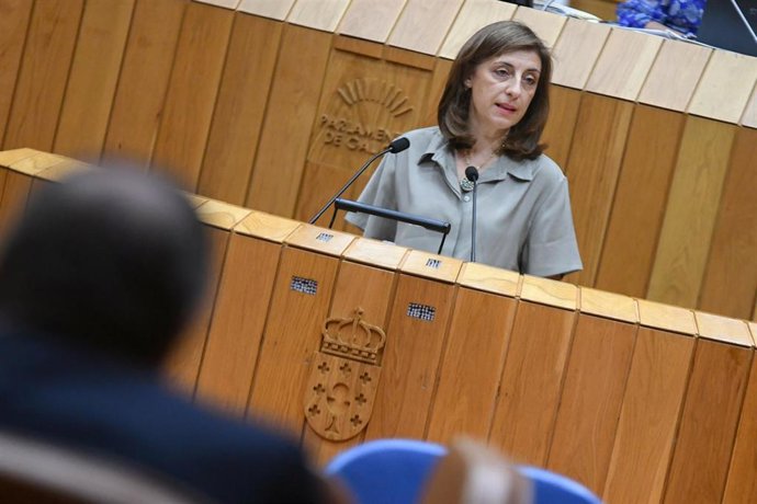 A conselleira de Medio Ambiente,  Ángeles Vázquez, no pleno do Parlamento