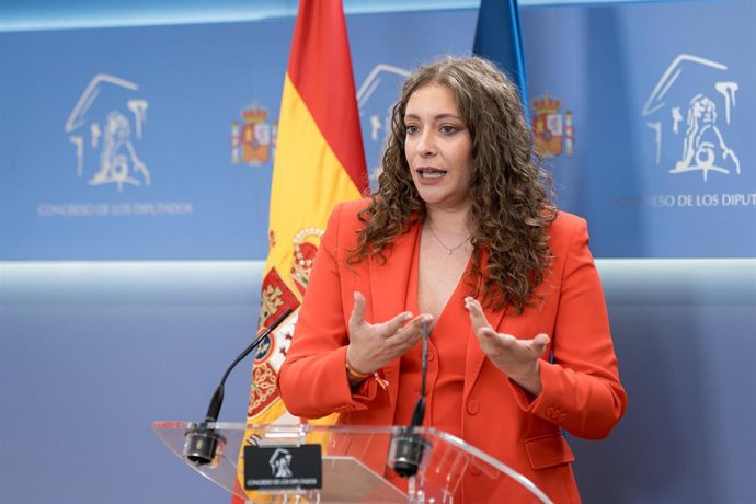 Primera rueda de prensa de la portavoz del PP en el Congreso, Ester Muñoz, en el Congreso de los Diputados, a 8 de julio de 2025, en Madrid (España).