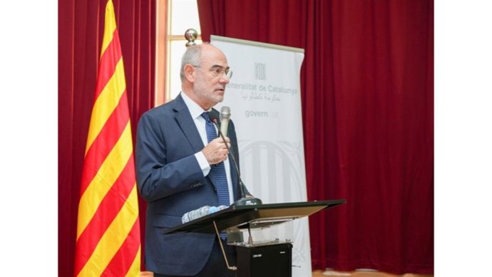 El conseller de Unión Europa y Acción Exterior de la Generalitat, Jaume Duch, en una intervención durante su viaje institucional a Marruecos